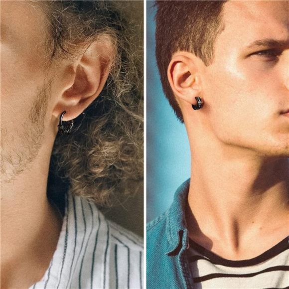 Mens Earrings 11 Pairs Stainless Steel Small Hoop Earrings Cross Dangle Men Gift - Picture 2 of 6